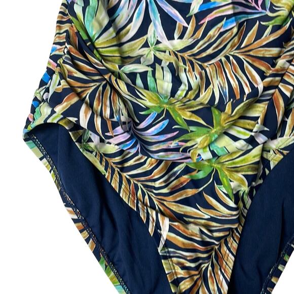 NWT Ellen Tracy Tropical Palm Leaf One Piece Suit Size 14 - Picture 2 of 9